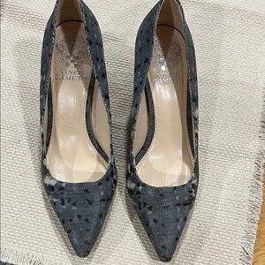 Vince Camuto Charcoal Patterned Pointed Toe Pumps
